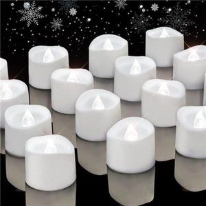 48Pack White Tea Lights Candles Battery Operated Flameless Flickering LED Lights